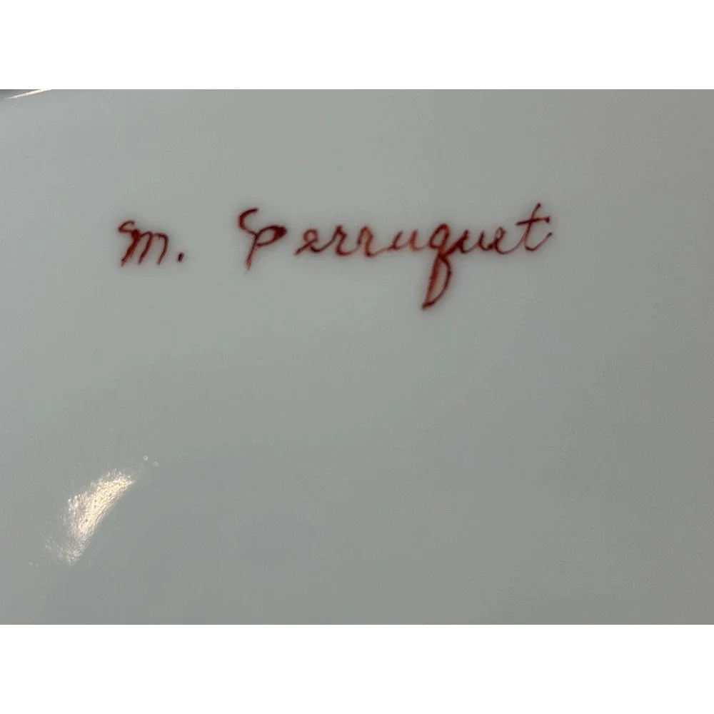 Vintage Handpainted and Signed Porcelain Serving Platter with Violets